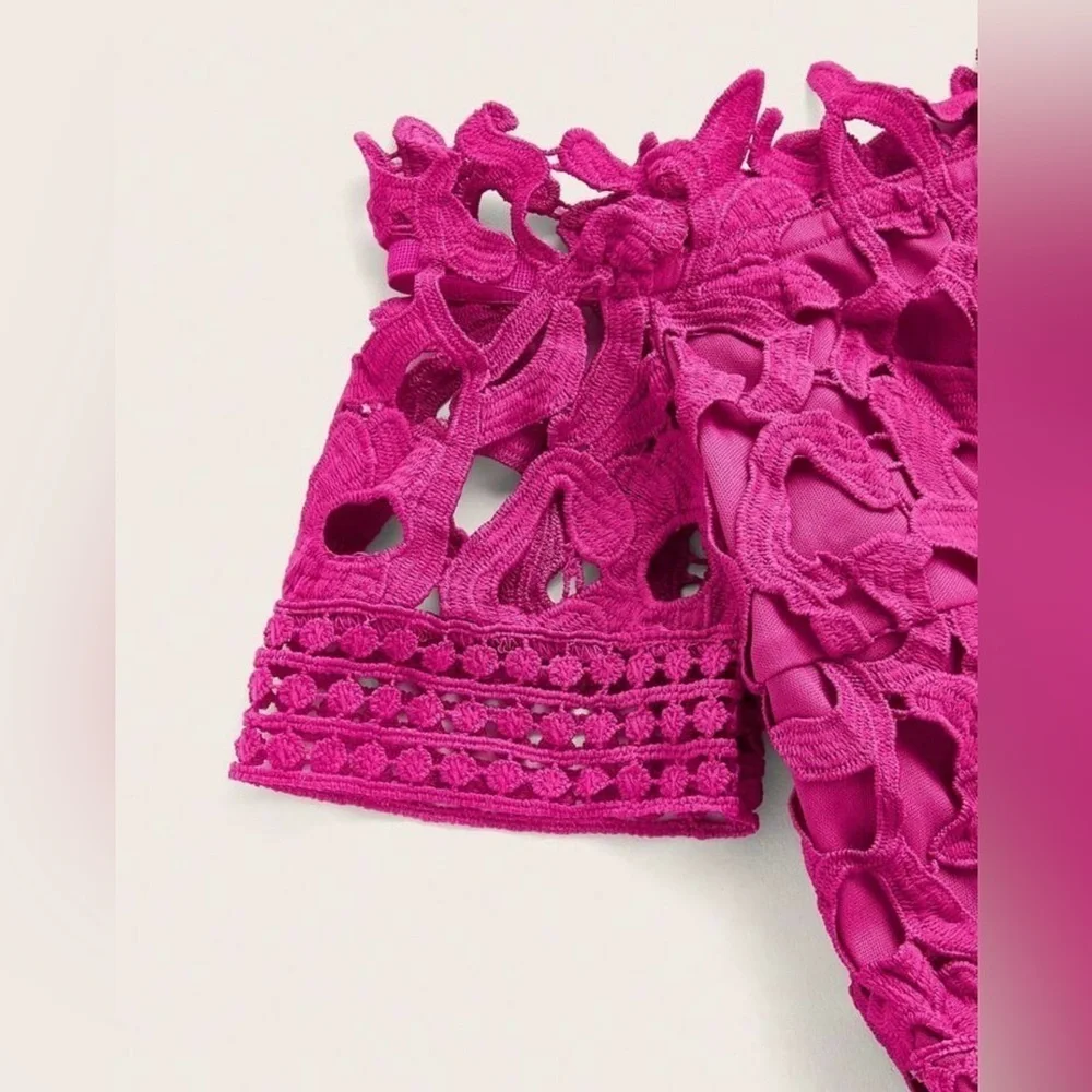 Pretty in Pink Elegant Embroidered Off the Shoulders Midi Dress - Picture 5 of 8